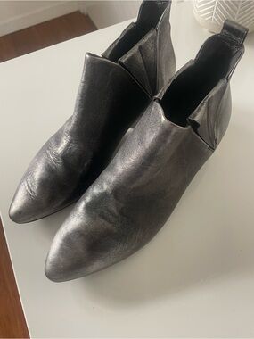 Marsell Metallic Charcoal Pointed Leather Ankle Booties